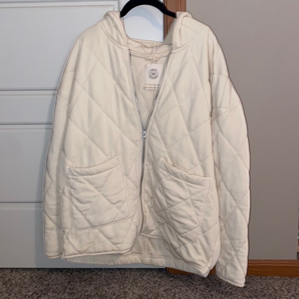 Cream Colored Urban Outfitters Quilted Jacket